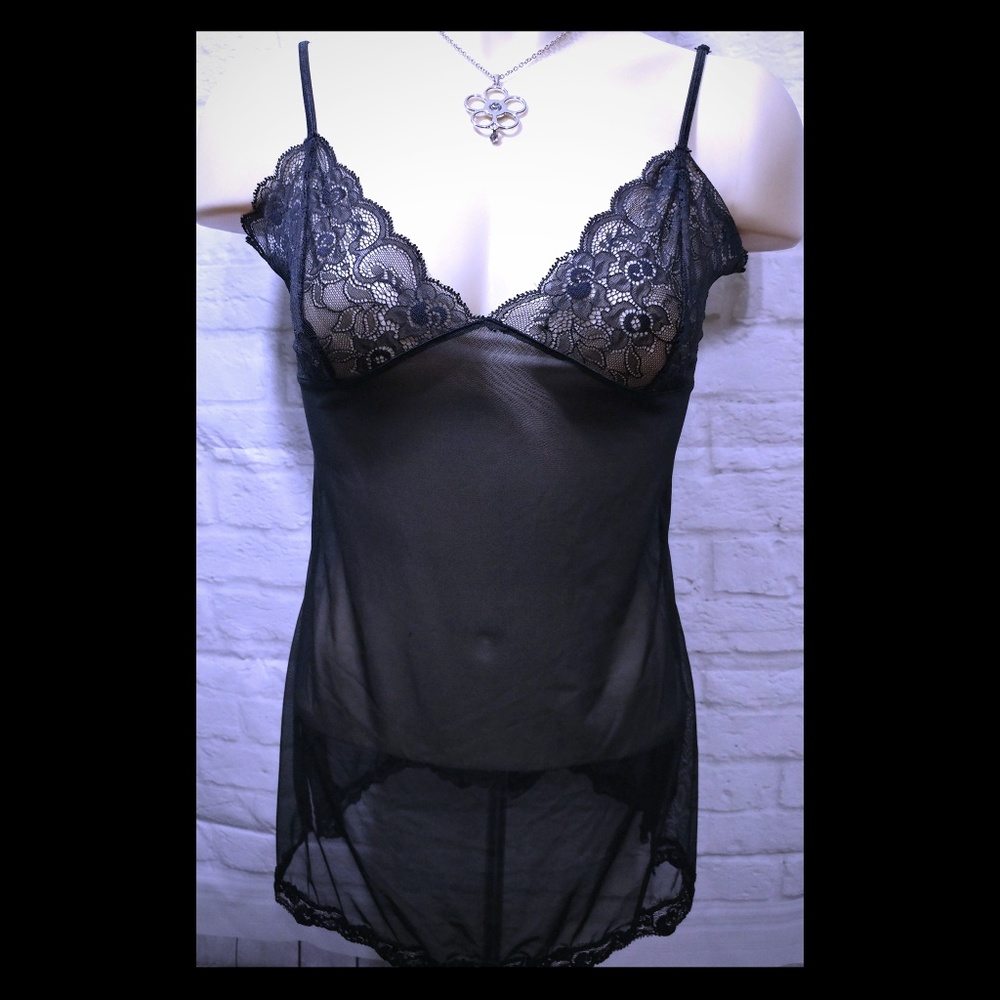 Victoria's Secret Black Chemise Lace Intimates S
